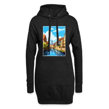 Munster Décoration Allemagne Affiche de voyage Vintage - Sweat-shirt à capuche long Femme - noir - Devant