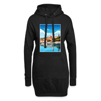 Budva Monténégro vintage Affiche de voyage Souvenir - Sweat-shirt à capuche long Femme - noir - Devant