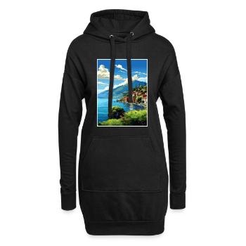 Lac Iseo Italie affiche de voyage vintage WPA Souvenir - Sweat-shirt à capuche long Femme - noir - Devant