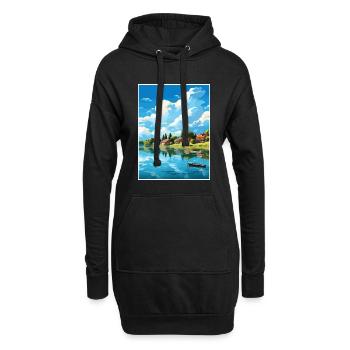 Lac Paladru Déco Affiche De Voyage Vintage Souvenir - Sweat-shirt à capuche long Femme - noir - Devant