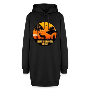 Lüneburger Heide - Hoodie-Kleid - Schwarz - Vorne - AI Model Female 172 light (172cm)