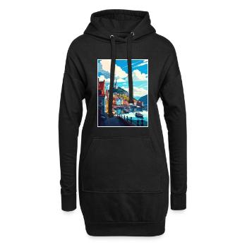 Bergan Norvège Oslo Vintage voyage affiche Souvenir - Sweat-shirt à capuche long Femme - noir - Devant
