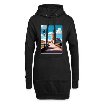Telc République tchèque Vintage Voyage Poster Souvenir - Sweat-shirt à capuche long Femme - noir - Devant
