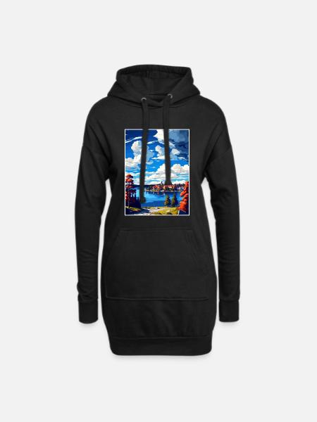Östersund Schweden Vintage Reiseposter Souvenir - Hoodie-Kleid - Schwarz