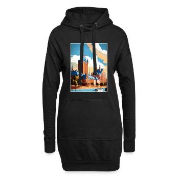 Halmstad Suède Vintage voyage affiche WPA Souvenir - Sweat-shirt à capuche long Femme - noir - Devant