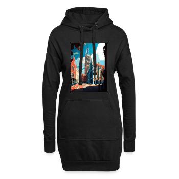 Louvain Belgique Affiche de voyage vintage WPA Souvenir - Sweat-shirt à capuche long Femme - noir - Devant