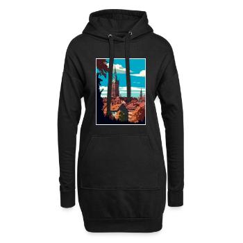 Freiburg im Breisgau Deutschland Vintage Reiseposter - Hoodie-Kleid - Schwarz - Vorne