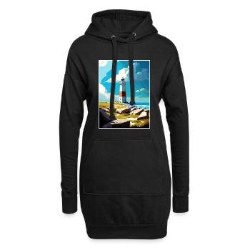 Portland en Angleterre phare Vintage voyage affiche - Sweat-shirt à capuche long Femme - noir - Devant