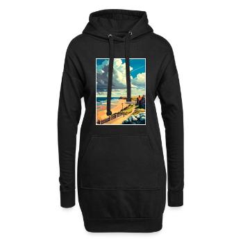Saltburn au bord de la mer Angleterre Vintage voyage affiche - Sweat-shirt à capuche long Femme - noir - Devant
