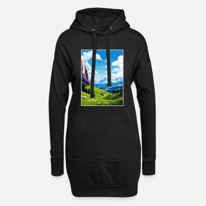 Dolomites, Alpes dolomitiques, Dolomites, Italie - Sweat-shirt à capuche long Femme - noir
