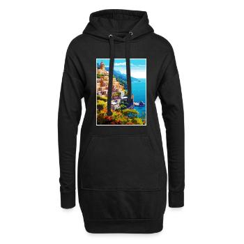 Amalfi Italie Décoration Vintage Voyage Affiche WPA - Sweat-shirt à capuche long Femme - noir - Devant