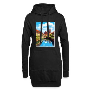 Nuremberg décoration Allemagne Vintage affiche de voyage - Sweat-shirt à capuche long Femme - noir - Devant