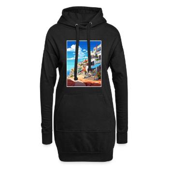 Albufeira Portugal Cascais Affiche de voyage Vintage - Sweat-shirt à capuche long Femme - noir - Devant