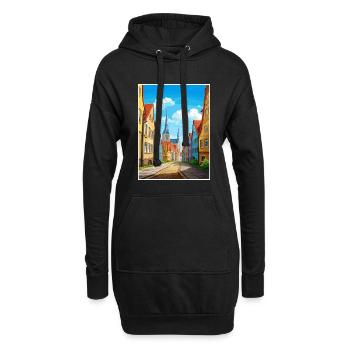 Rostock Allemagne Vintage voyage affiche WPA Souvenir - Sweat-shirt à capuche long Femme - noir - Devant