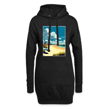 Bournemouth Angleterre plage Vintage affiche de voyage - Sweat-shirt à capuche long Femme - noir - Devant