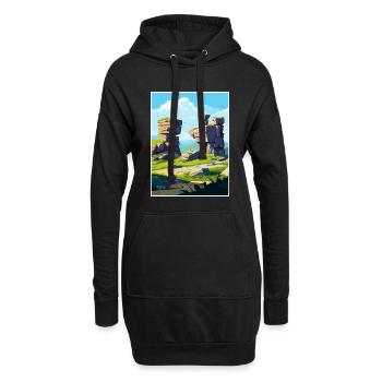 Brimham Rocks tête Angleterre Affiche de voyage Vintage - Sweat-shirt à capuche long Femme - noir - Devant