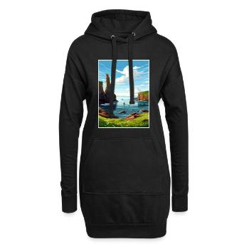 Duncansby Stacks Scotland Affiche de voyage Vintage - Sweat-shirt à capuche long Femme - noir - Devant