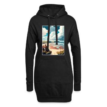 Saltburn au bord de la mer Angleterre Vintage voyage affiche - Sweat-shirt à capuche long Femme - noir - Devant