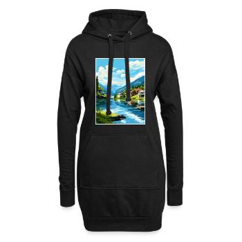 Flekkefjord Norvège Chambre Vintage voyage affiche WPA - Sweat-shirt à capuche long Femme - noir - Devant