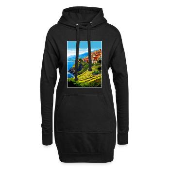 Cinque Terre Italie Décoration Patmos Affiche De Voyage - Sweat-shirt à capuche long Femme - noir - Devant
