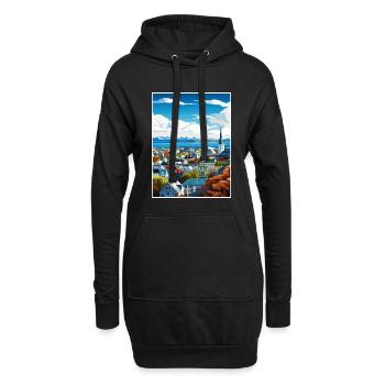 Reykjavik Islande Vintage voyage affiche Souvenir - Sweat-shirt à capuche long Femme - noir - Devant