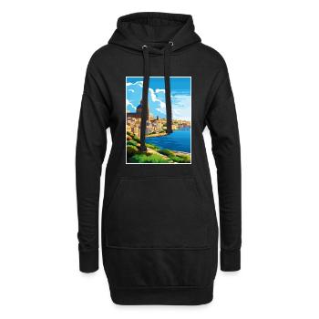 Malte Vintage voyage affiche WPA Souvenir - Sweat-shirt à capuche long Femme - noir - Devant