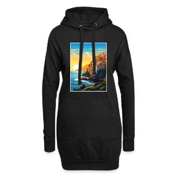 Cinque Terre Italie Décoration Patmos Affiche De Voyage - Sweat-shirt à capuche long Femme - noir - Devant