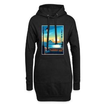 Istanbul Décoration Turquie Vintage Affiche De Voyage - Sweat-shirt à capuche long Femme - noir - Devant