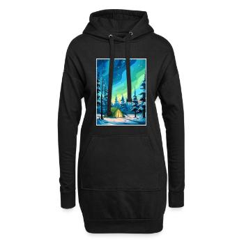 Lappland Nordlichter Insel Finnland Souvenir - Hoodie-Kleid - Schwarz - Vorne