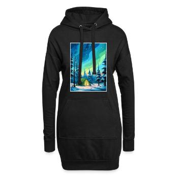 Lappland Nordlichter Insel Finnland Souvenir - Hoodie-Kleid - Schwarz - Vorne