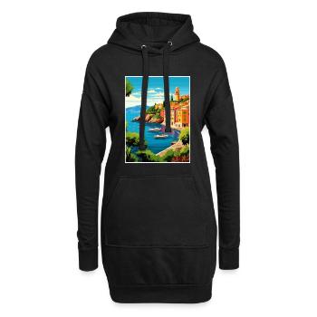 Portofino Italie Vintage voyage affiche WPA Souvenir - Sweat-shirt à capuche long Femme - noir - Devant