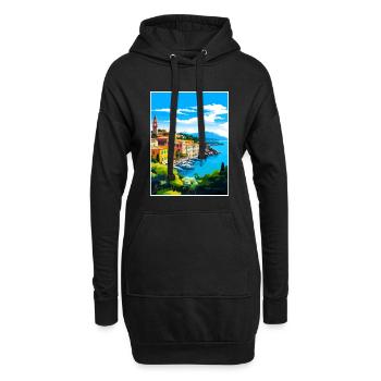 Portofino Italie Vintage voyage affiche WPA Souvenir - Sweat-shirt à capuche long Femme - noir - Devant
