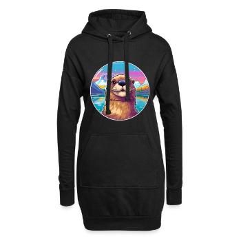 Biber Aquarell Karikatur Kawaii Haustier Tier Farbe - Hoodie-Kleid - Schwarz - Vorne