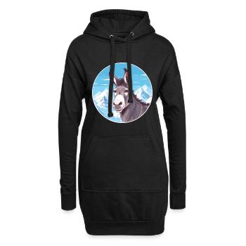 Esel Aquarell Karikatur Kawaii Haustier Tier Farbe - Hoodie-Kleid - Schwarz - Vorne