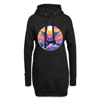 Fledermaus Aquarell Karikatur Kawaii Haustier Tier Bunt - Hoodie-Kleid - Schwarz - Vorne