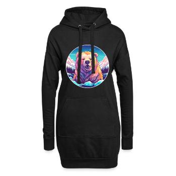 Ours Aquarelle Dessin Animé Kawaii Animal De Compagnie Coloré - Sweat-shirt à capuche long Femme - noir - Devant