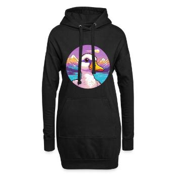 Canard Aquarelle Dessin Animé Kawaii Animal De Compagnie Coloré - Sweat-shirt à capuche long Femme - noir - Devant