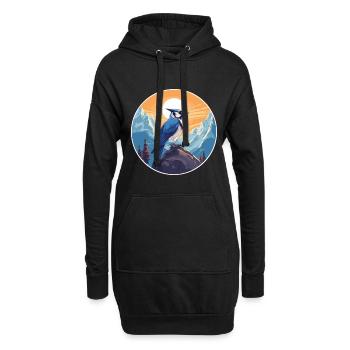 Geai bleu aquarelle dessin animé Kawaii animal de compagnie Animal Colo - Sweat-shirt à capuche long Femme - noir - Devant