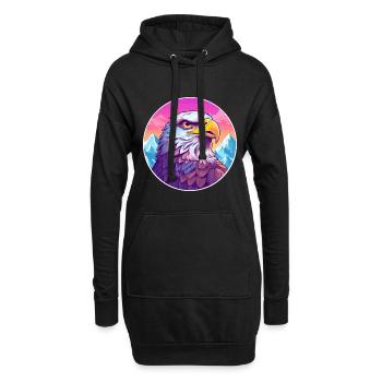 Faucon Aquarelle Dessin Animé Kawaii Animal De Compagnie Colorf - Sweat-shirt à capuche long Femme - noir - Devant