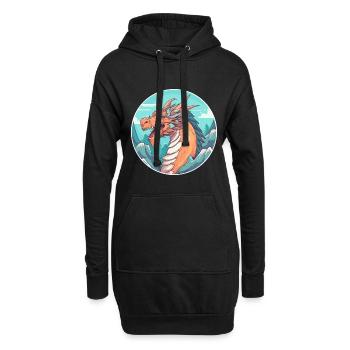 Dragon Aquarelle Dessin Animé Kawaii Animal De Compagnie Colorf - Sweat-shirt à capuche long Femme - noir - Devant