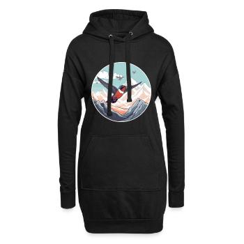 Colibri Aquarelle Dessin Animé Kawaii Animal De Compagnie C - Sweat-shirt à capuche long Femme - noir - Devant