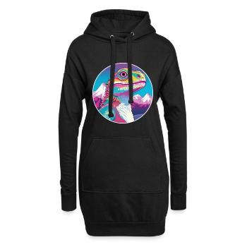 Eidechse Aquarell Karikatur Kawaii Haustier Tier Farbe - Hoodie-Kleid - Schwarz - Vorne