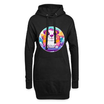 Hamster Aquarell Karikatur Kawaii Haustier Tier Farbe - Hoodie-Kleid - Schwarz - Vorne