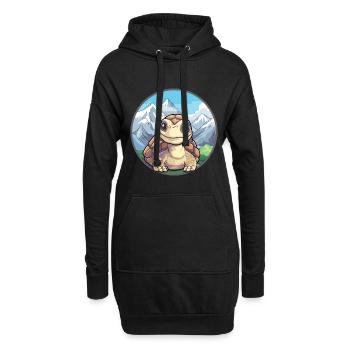 Tortue Aquarelle Dessin Animé Kawaii Animal De Compagnie Colorf - Sweat-shirt à capuche long Femme - noir - Devant