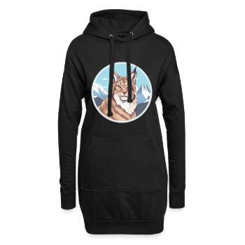 Lynx Aquarelle Dessin Animé Kawaii Animal De Compagnie Coloré - Sweat-shirt à capuche long Femme - noir - Devant