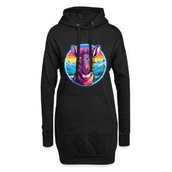 Okapi Watercolor Cartoon Kawaii Pet Animal Colorfu - Hoodie Dress - black - Front