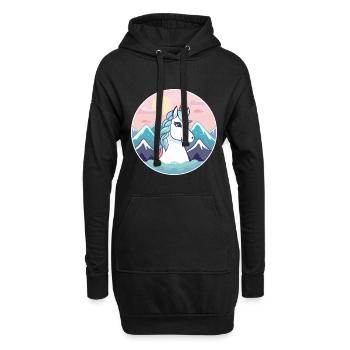Licorne Aquarelle Dessin Animé Kawaii Animal De Compagnie Animal Couleur - Sweat-shirt à capuche long Femme - noir - Devant