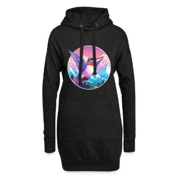 Colibri Aquarelle Dessin Animé Kawaii Animal De Compagnie C - Sweat-shirt à capuche long Femme - noir - Devant