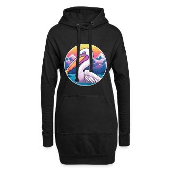 Pélican Aquarelle Dessin Animé Kawaii Animal De Compagnie Animal Couleur - Sweat-shirt à capuche long Femme - noir - Devant