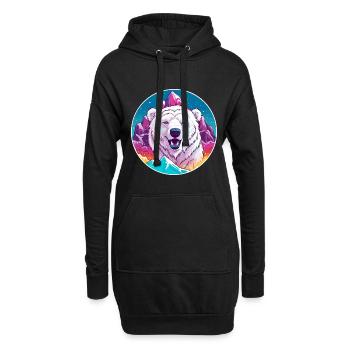 Ours polaire aquarelle dessin animé Kawaii animal de compagnie Co - Sweat-shirt à capuche long Femme - noir - Devant